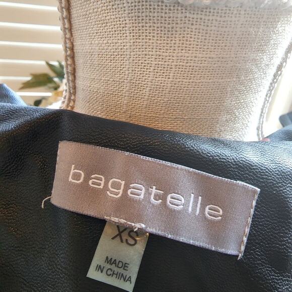 BAGATELLE BLACK EMBROIDERED FAUX LEATHER JACKET SIZE XS - Picture 10 of 11